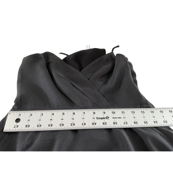 Cosette Women's Black Silk Romper Size 2 Spaghetti Strap Peplum Overlay - Picture 5 of 14